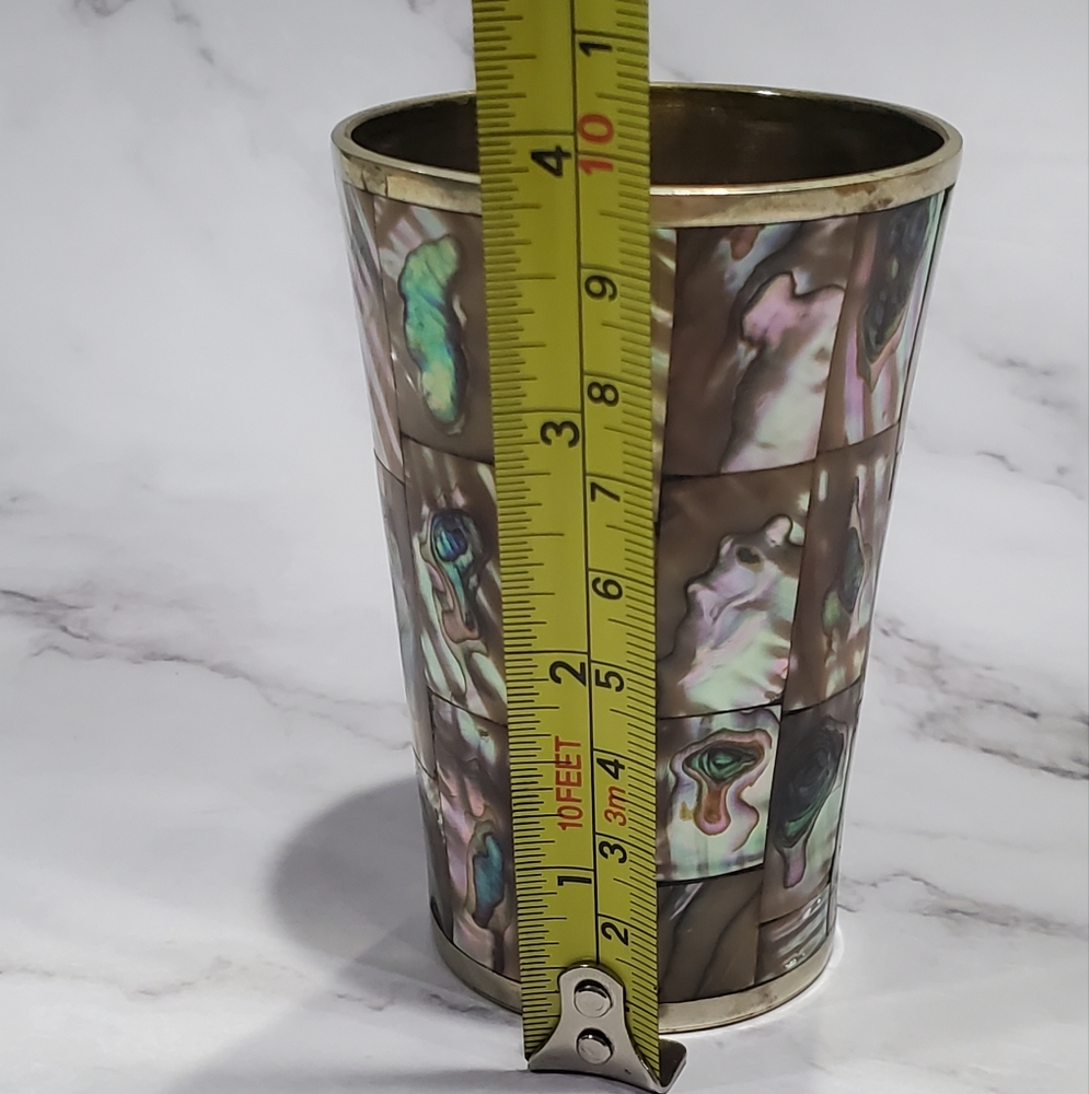 Mid-Centry Mexican Mother of Pearl Abalone Tumbler - Picture 6 of 7